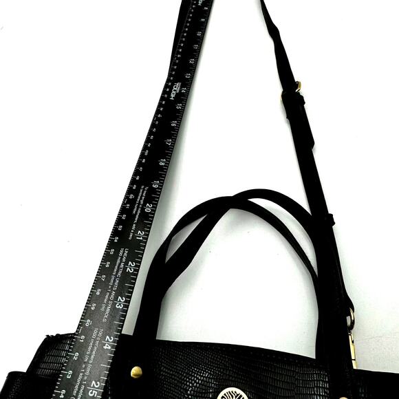 ANNE KLEIN Black Vegan Faux Leather Hand‎ Bag Purse Crossbody Designer Crocodile - Picture 12 of 12